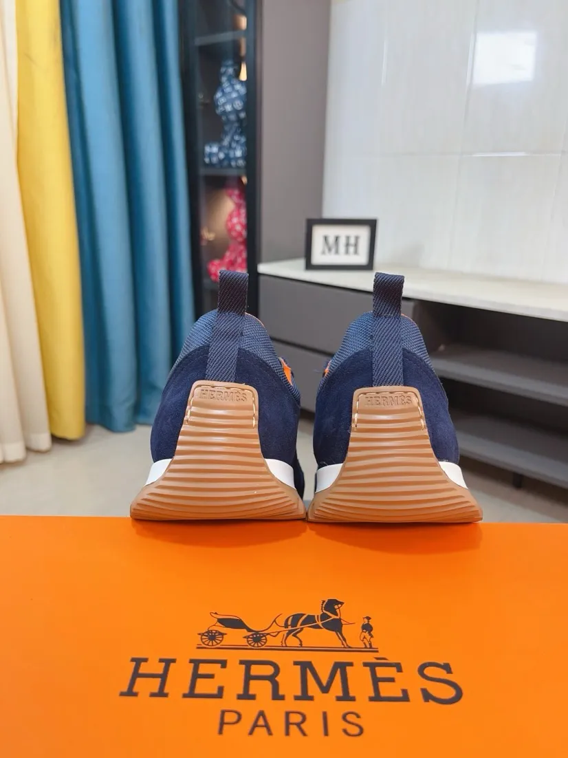 Men's shoes 💰440🌸🌸[HERMES] Hermès sneakers, the upper is made of calfskin and mesh, imported materials, full of texture, the lightweight sole is decorated with contrasting patterns, creating a versatile fashion style. Size: 38-44